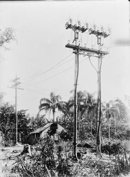 Works photographic negative of feed to overhead lines