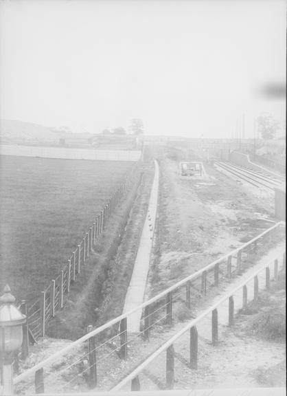 Works photographic negative of cable trench