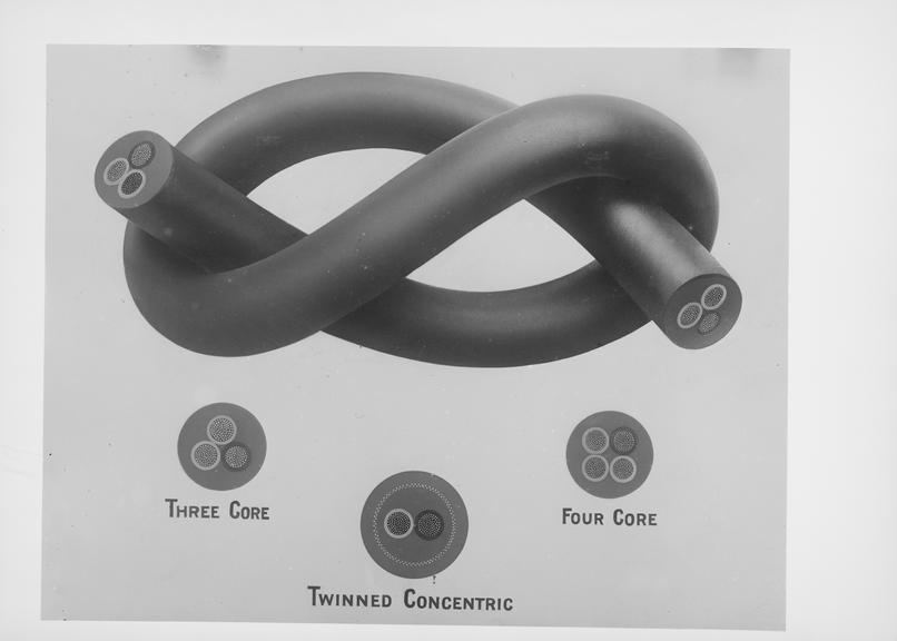 Works photographic negative of trailing cable drawings