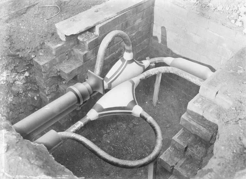 Works photographic negative of lead sleeve junctions, Sheffield