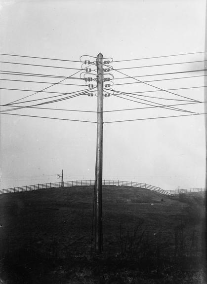 Works photographic negative of overhead transmission line, Bury