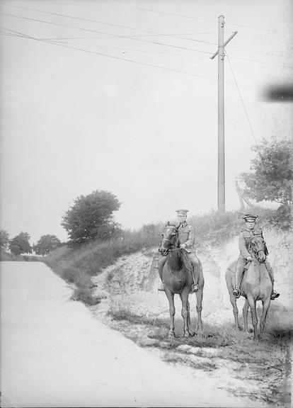 Works photographic negative of overhead line, Bulford Camp