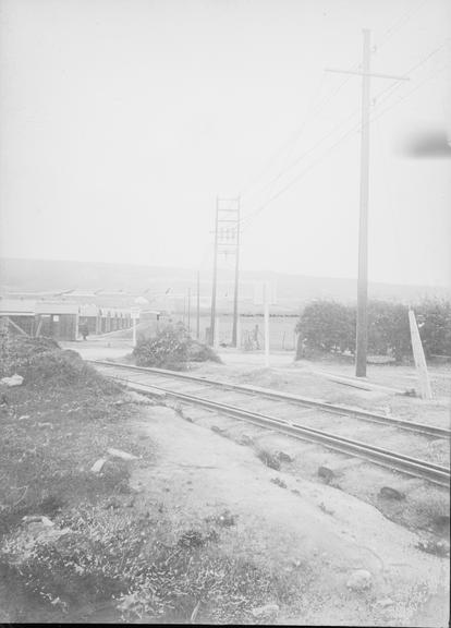 Works photographic negative of overhead line, Bulford Camp