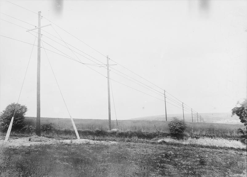 Works photographic negative of transmission line, Bulford Camp