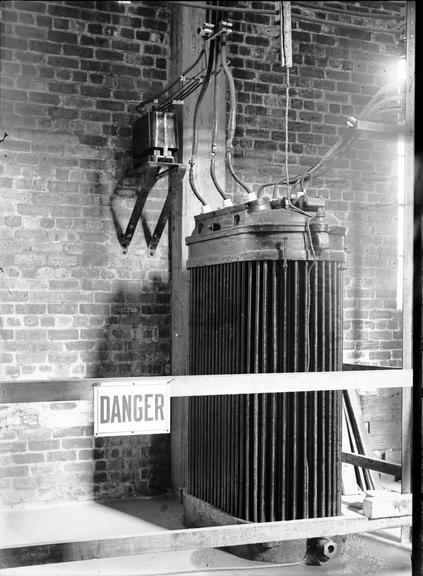 Works photographic negative of transformer, Hulton Colliery