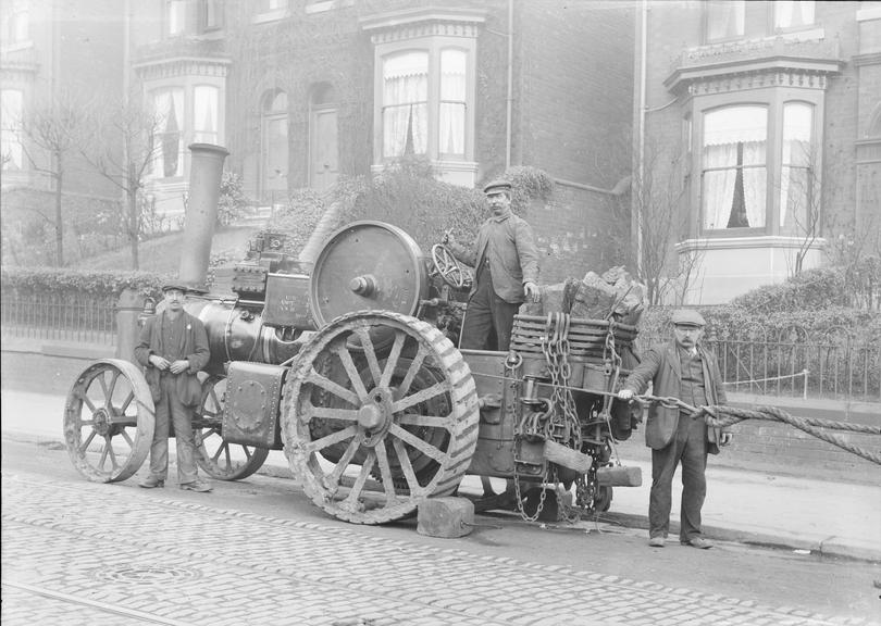 Works photographic negative of traction engine, Sheffield