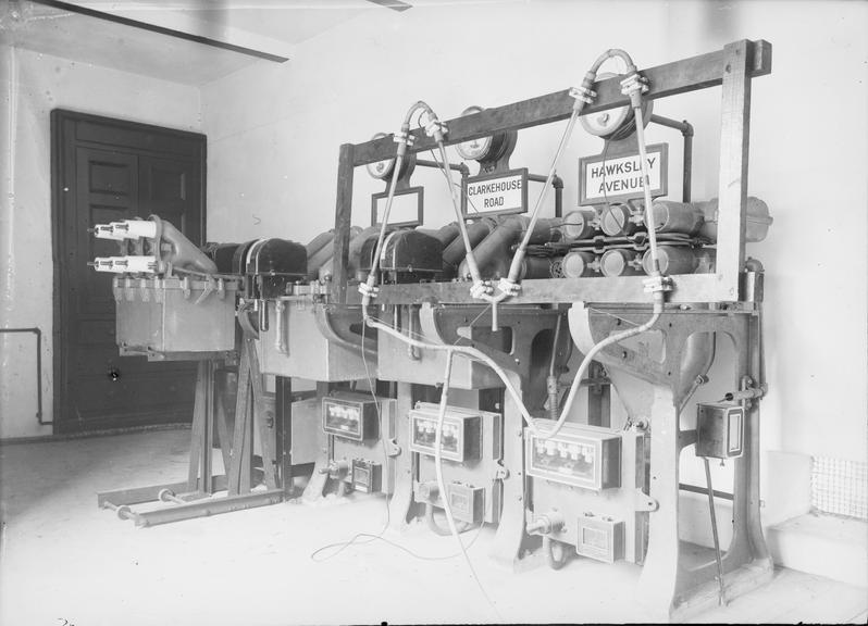 Works photographic negative of substation under construction