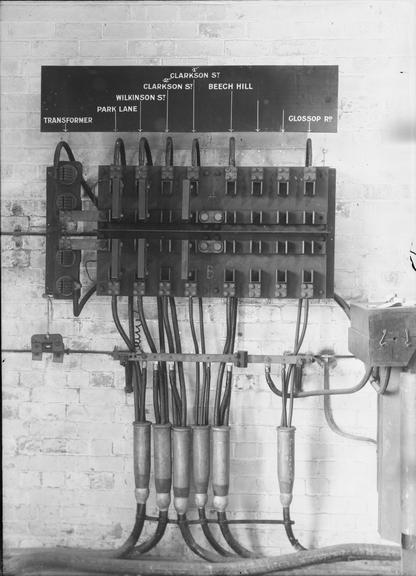 Works photographic negative of LT distribution board, Sheffield