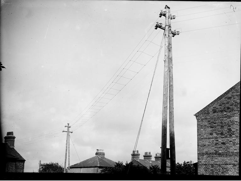 Works photographic negative of overhead lines, Uxbridge