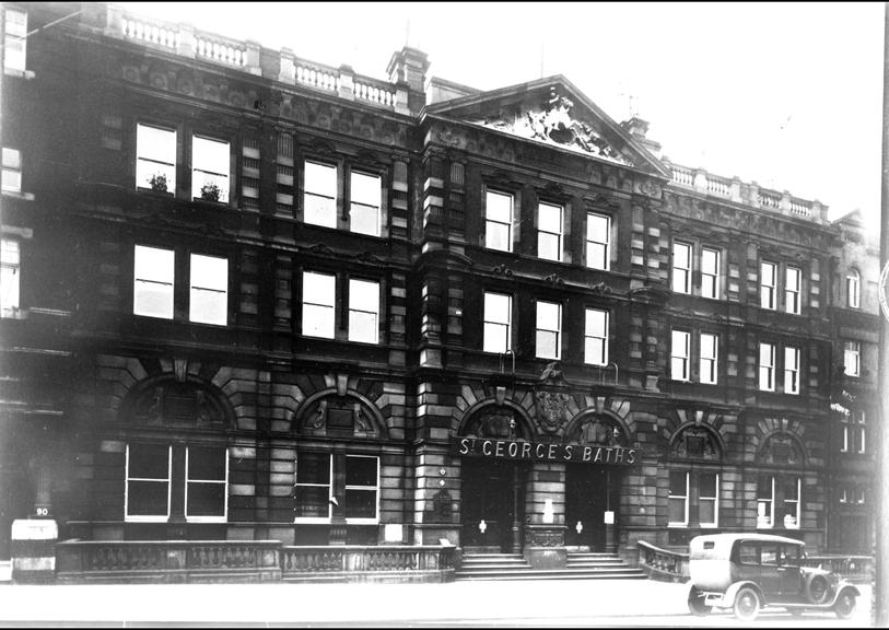 Works photographic negative of St George's Baths, Bootle