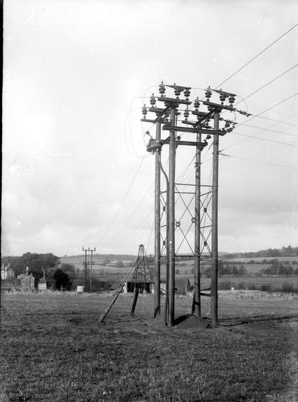 Works photographic negative of overhead line junction, Hastings