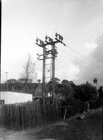 Works photographic negative of overhead line junction, Hastings