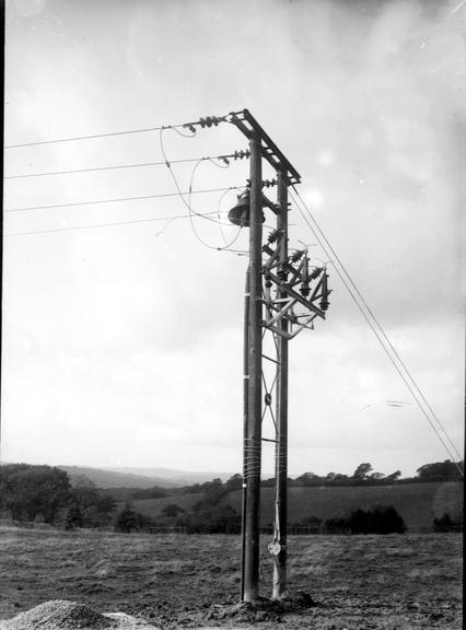 Works photographic negative of overhead line, Hastings