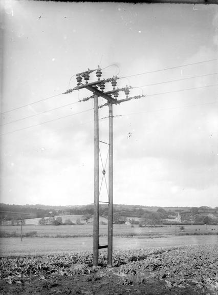 Works photographic negative of 22 kV overhead line, Hastings