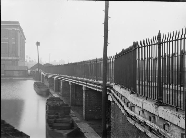 Works photographic negative of cables on canal causeway