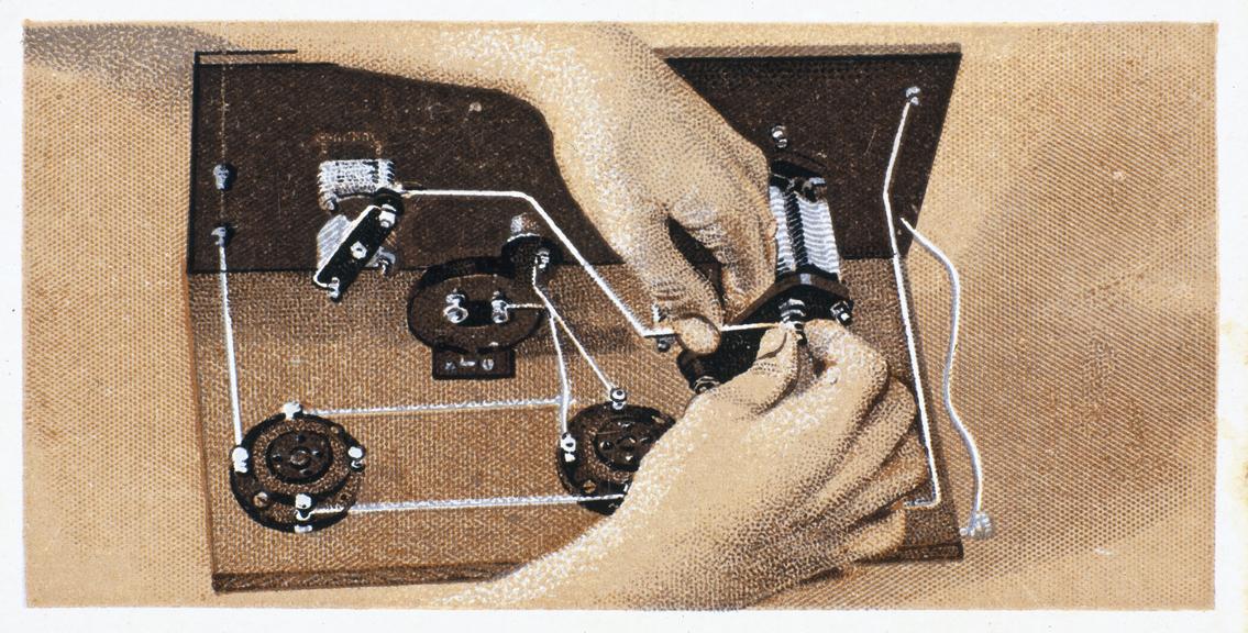 ‘Reaction Condenser Connections’, Cigarette card from ‘How to build a two valve set’, card no.15