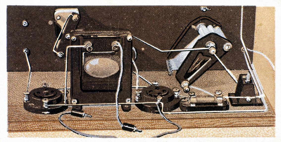 ‘Grid Bias Leads’, Cigarette card from ‘How to build a two valve set’, card no.18