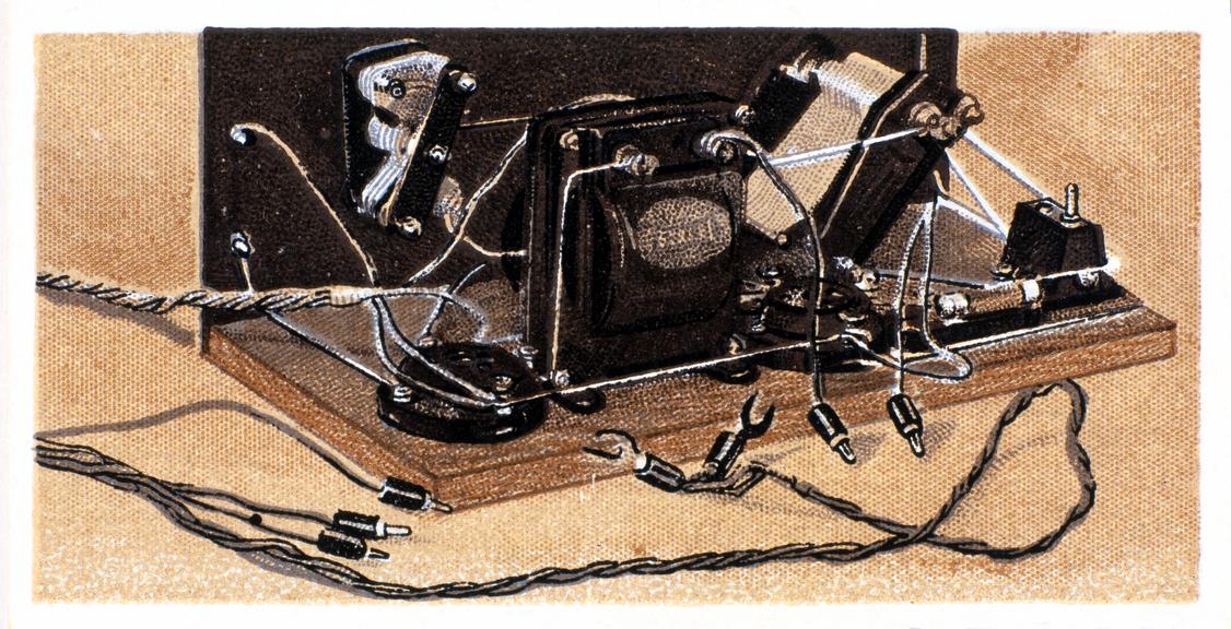 ‘Battery Connections (Contd.)’, Cigarette card from ‘How to build a two valve set’, card no.20