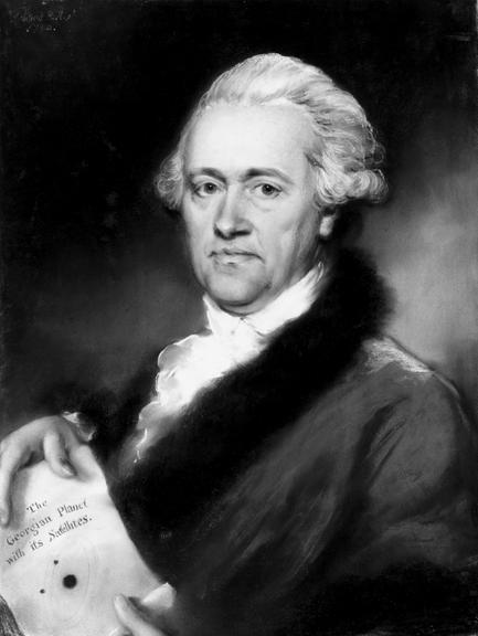 Photograph of pastel portrait of Sir William Herschel (black-and-white print (photograph); portrait)