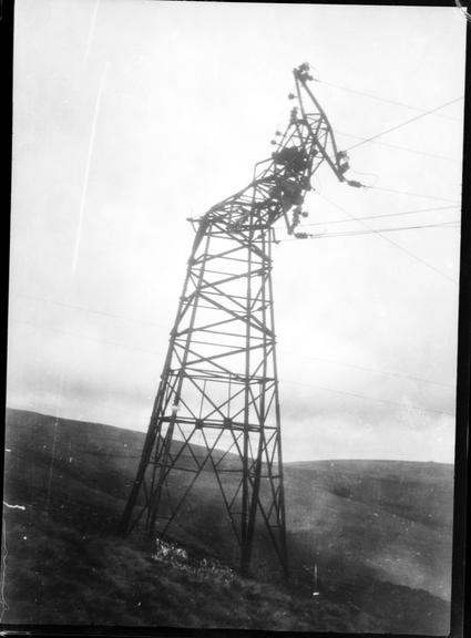 Works photographic negative of pylon failure