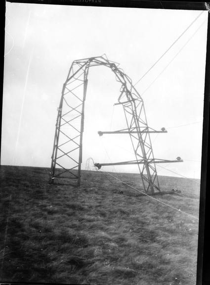 Works photographic negative of pylon failure