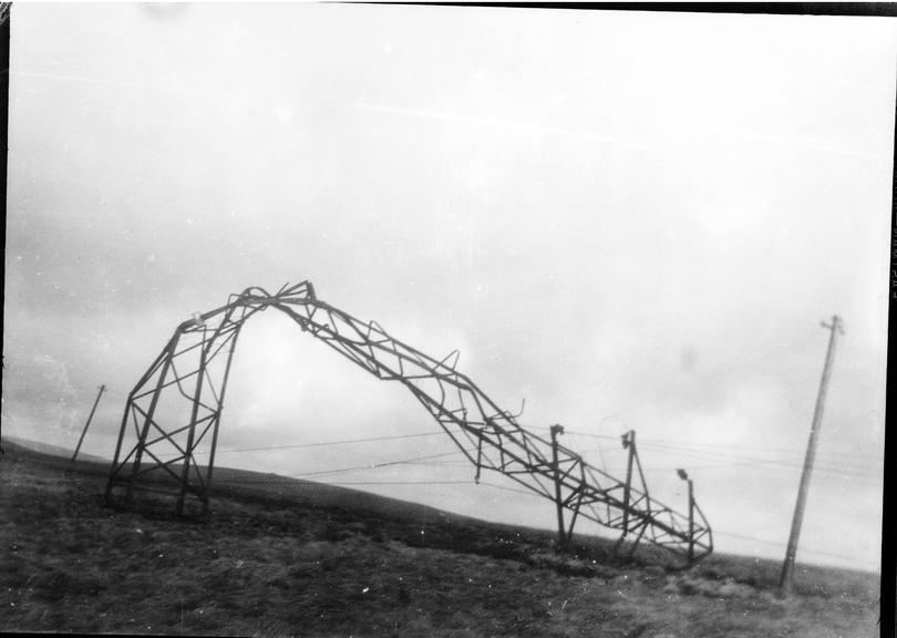 Works photographic negative of pylon failure