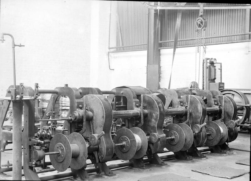 Works photographic negative of wire winding machine