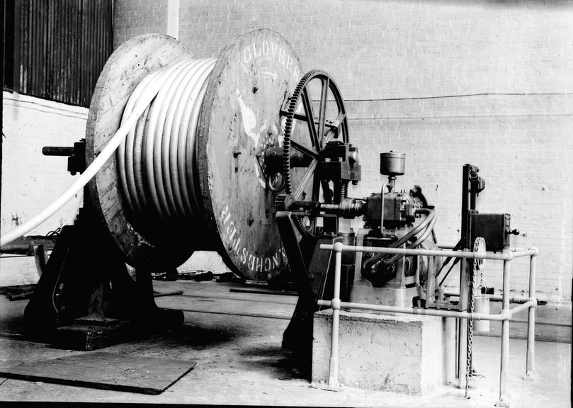 Works photographic negative of tube machine, WT Glover & Co