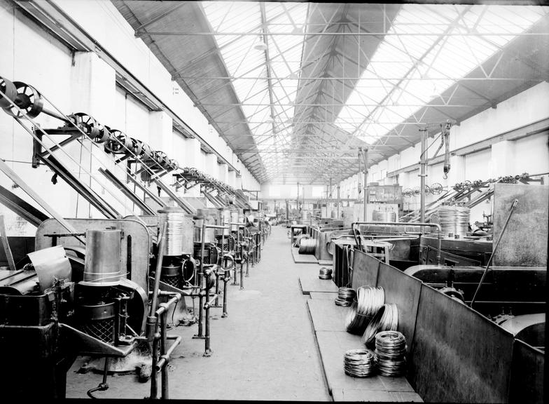 Works photographic negative of wire drawing shop