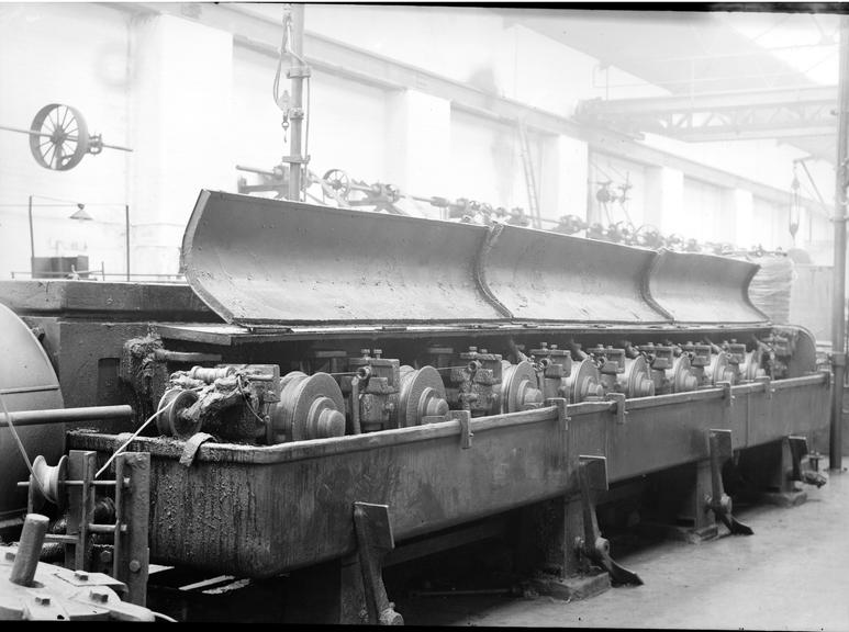 Works photographic negative of wire drawer, WT Glover & Co