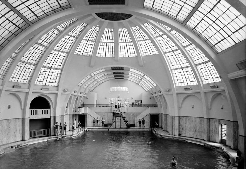 Works photographic negative of swimming baths, Urmston