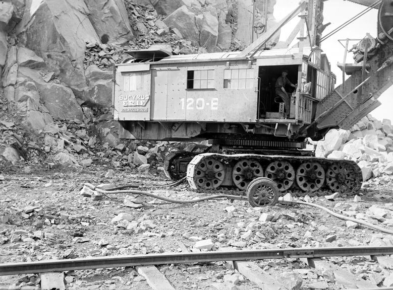 Works photographic negative of Bucyrus Erie Shovel