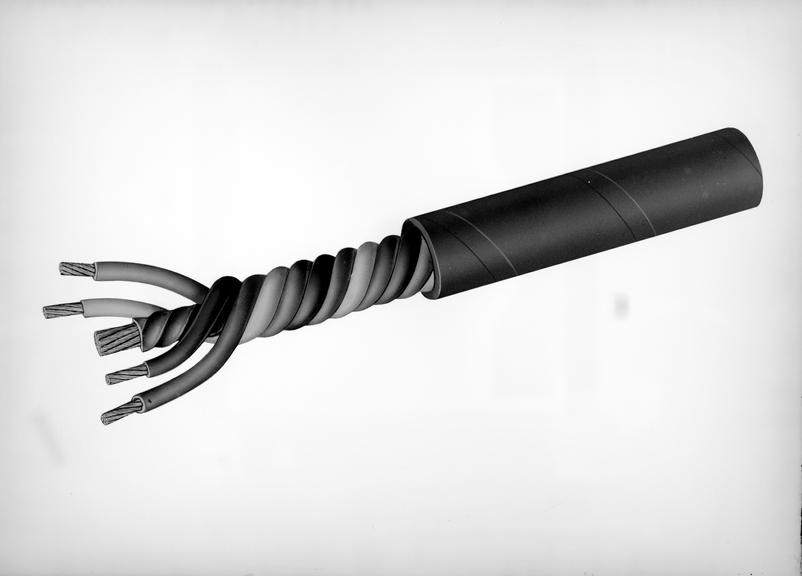 Works photographic negative of drawing of drill cable