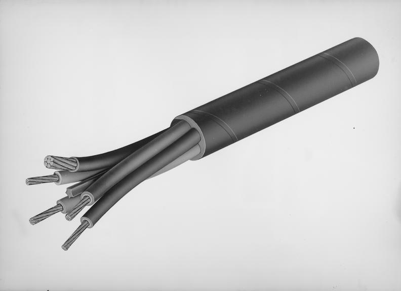 Works photographic negative of drawing of drill cable