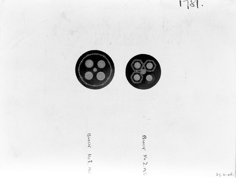 Works photographic negative of  4-core cable cross sections