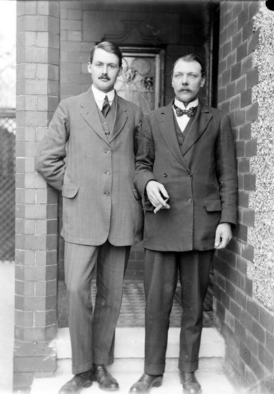 Works photographic negative of two unidentified men