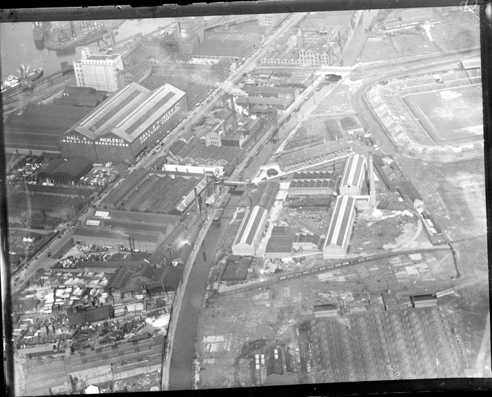 Works photographic negative of aerial view of Trafford Park works