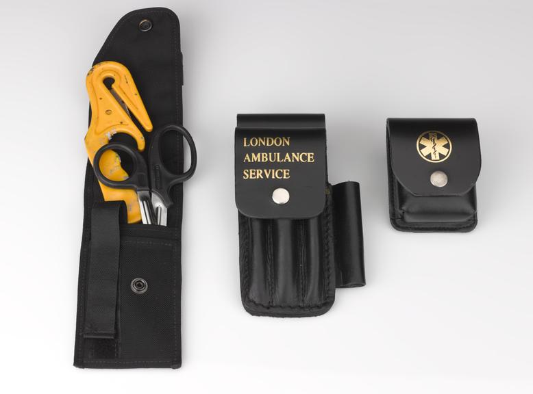 Three leather belt attachment pouches | Science Museum Group