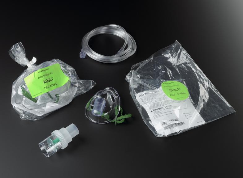 1x adult and 1x child nebulizer masks, in plastic bags