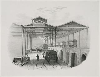 Lithograph: View of freight transfer depot