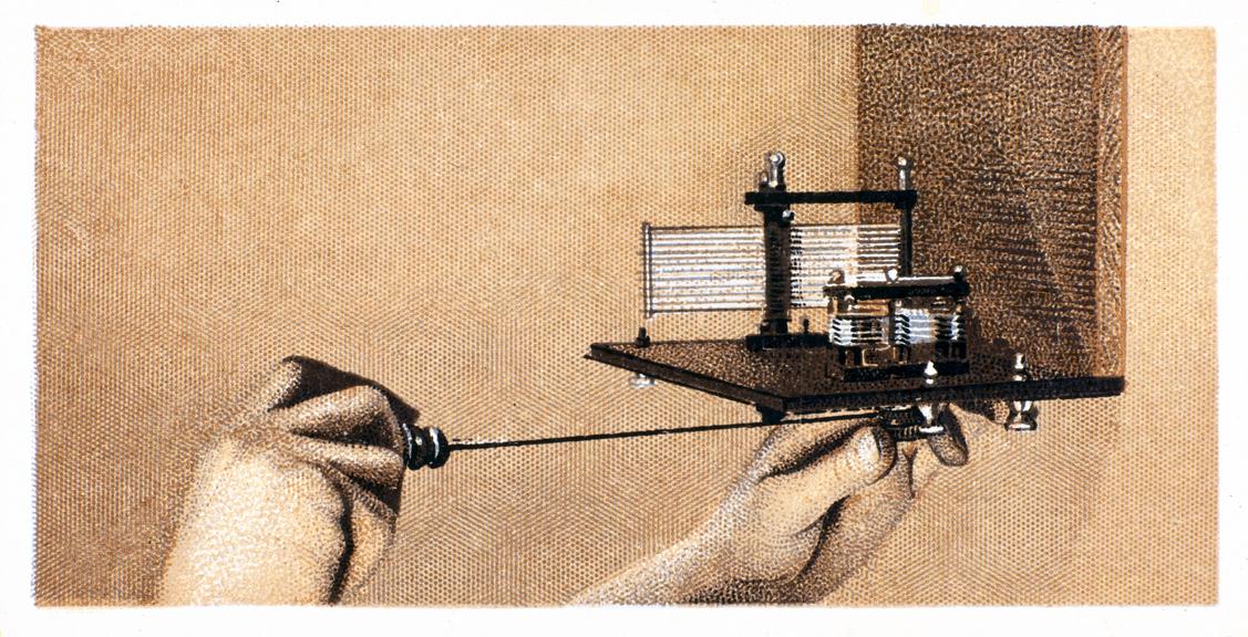 ‘Fixing Reaction Condenser’, Cigarette card from ‘How to build a two valve set’, card no.7