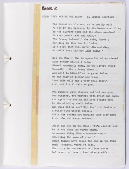 Original typewritten script, bound in a green folder which has been ...