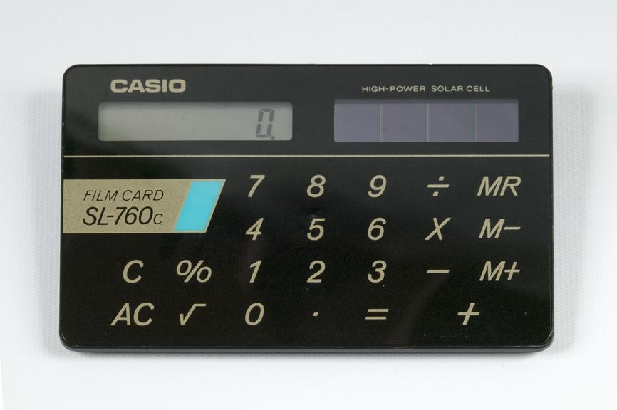 Solar-powered electronic calculator, made by Casio, Japan, c