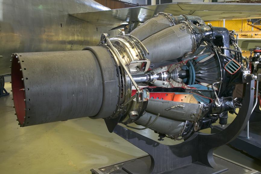 Derwent V aircraft engine, made by Rolls-Royce Limited