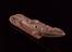 Red earthenware skin scraper in form of crocodile with snake on