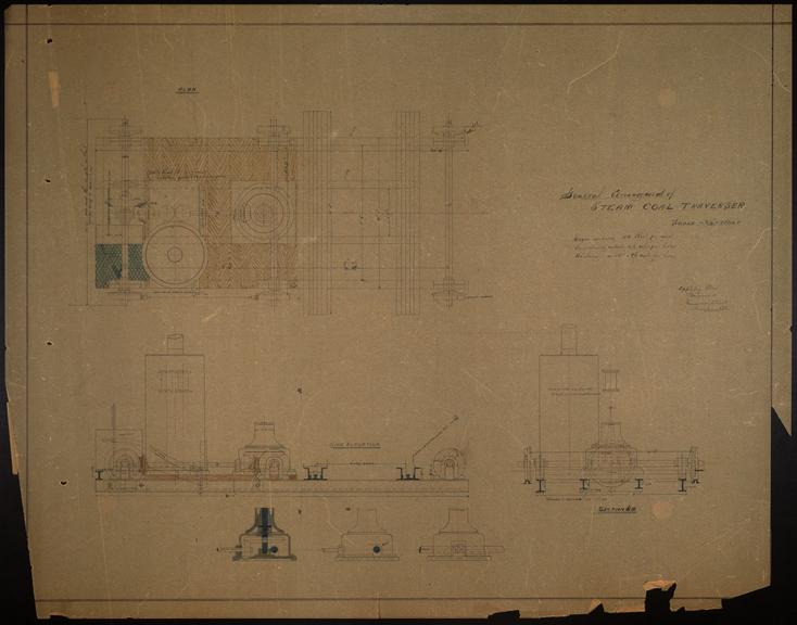 Drawing of general arrangement of steam coal traverser, Appleby Brothers, Engineers, Emmerson St, London SE