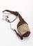 Amuletic pouch of leather and hide with long conical neck and