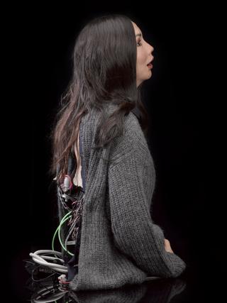 Robotic humanoid torso, built to bear a resemblance to actress Gemma Chan