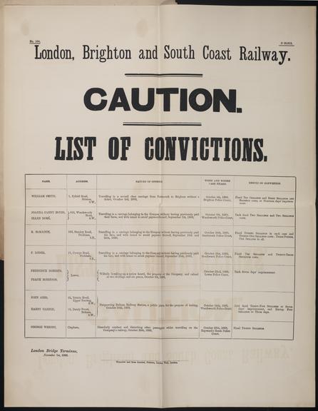 London, Brighton and South Coast Railway, Caution Notice