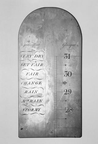 Plate for printing calibrated scales for barometers